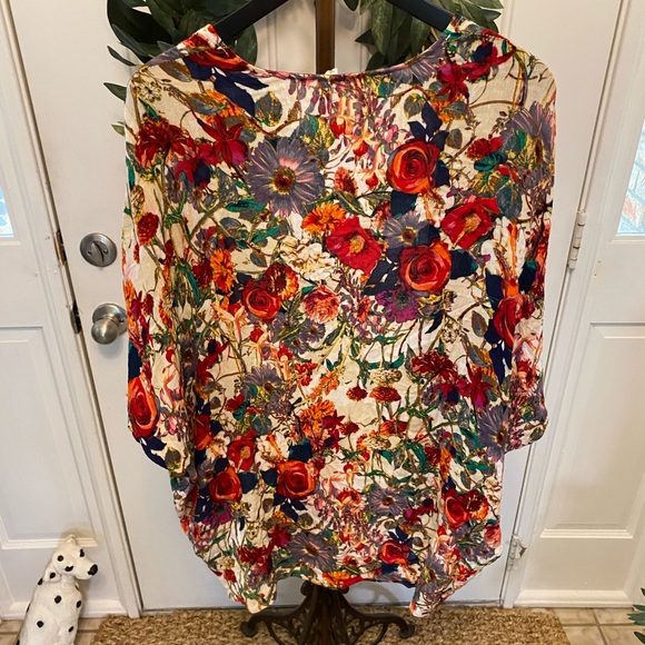 Trend Shop Colorful Mixed Floral Open Front Cardigan Coverup Kimono SS S - Picture 2 of 6